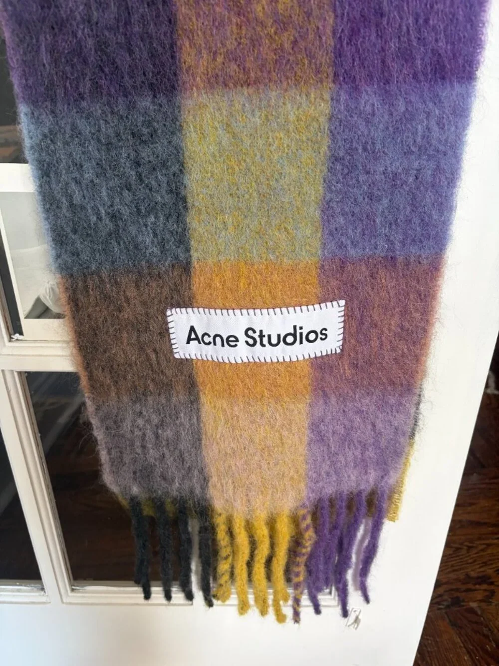 Acne Studios Purple/Yellow Mohair Checked Scarf